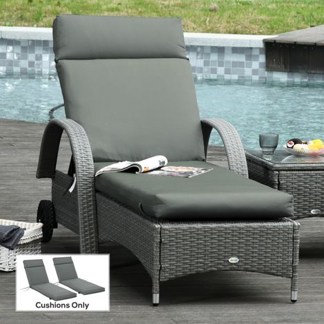 Lot de 2 Matelas pour Chaise Longue transat Bain de Soleil avec Sangles d'attache pour Jardin MATELAS (1/5)