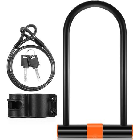 Câble antivol en acier avec support pour vélo de route, VTT, vélo électrique et vélo pliant (1/5)