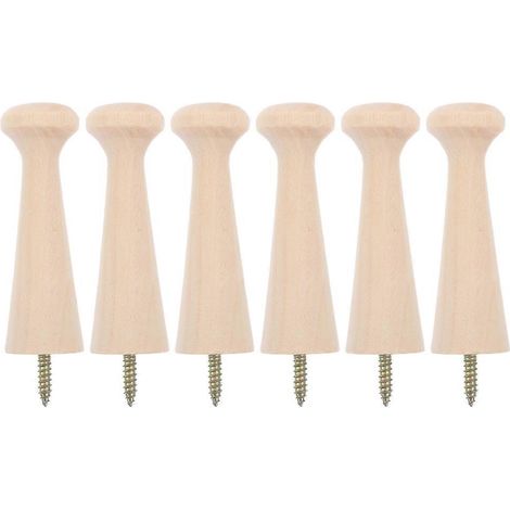 Crochets muraux en bois pour suspendre les vêtements avec rangement, lot de 6, pour usage domestique. (1/5)