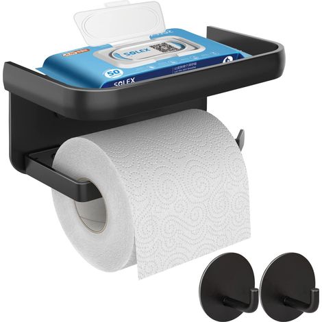 Toilettenpapierhalter mit Ablage, selbstklebender Toilettenpapierhalter aus Edelstahl, wandmontierter Toilettenpapierhalter oder Badezimmerhalter mit Schrauben (kleine Größe)