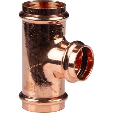 Kupfer Pressfitting T-Stück Mittelgang reduziert 35 x 28 x 35 mm V+M-Kontur DVGW
