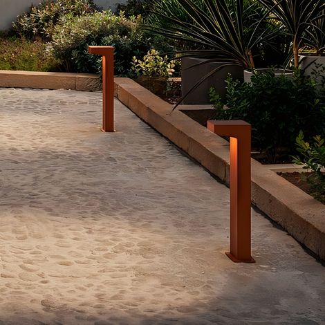 Borne Lumineuse Asymétrique Forward 13W Led 3000K Couleur Sauge, Design Minimaliste Pour Éclairage Extérieur Jardins Et Allées Piétonnes Ip65