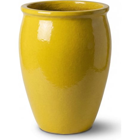 Provencelia Pflanzkübel Bacchus Ø50 cm Höhe 68 cm frostbeständig, keramisch, handgefertigt, Gelb (1/5)