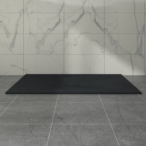 Aquariss SMC Slate Effect Shower Enclosure Tray 1800x1000mm Rectangular Wetroom Shower Base Black