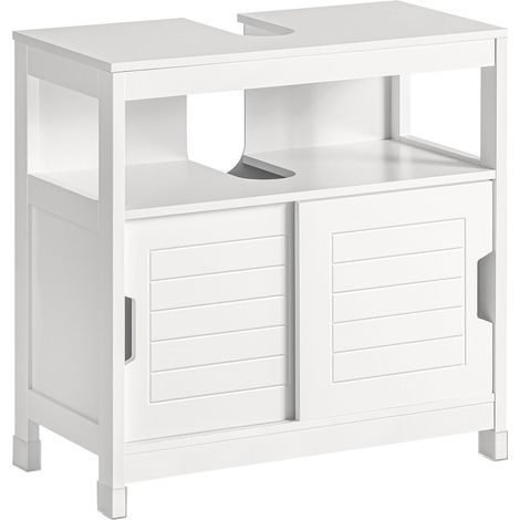 SoBuy Under Sink Bathroom Storage Cabinet with Sliding Door,White,FRG128-W