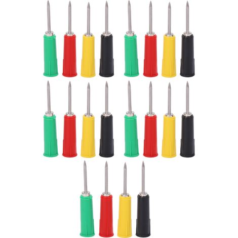 Lot de 20 aiguilles de test perçage 2mm + 4 sondes de multimètre 4 couleurs pour prise banane 4mm, kit outil de diagnostic (1/5)