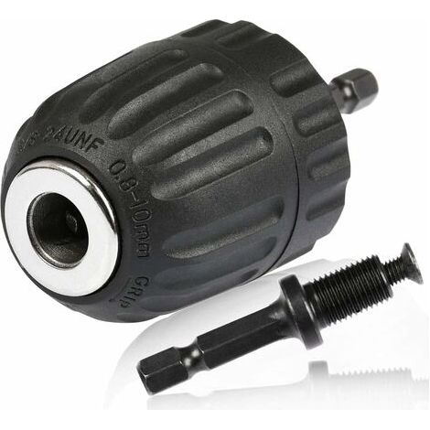 SABIR Mandrin sans clé 0.8-10mm,Mandrin à serrage rapide 3/8"-24UNF, Mandrin Porte Foret sans Clé Mandrin à queue hexagonale avec Porte Douille Hexagonale Mandrin 1/4" Accessoires pour Perceuse (1/5)