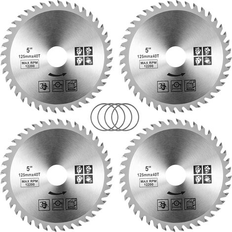 4 Lames de Scie Circulaire 125x22,23mm 40 Dents Carbure (1/5)