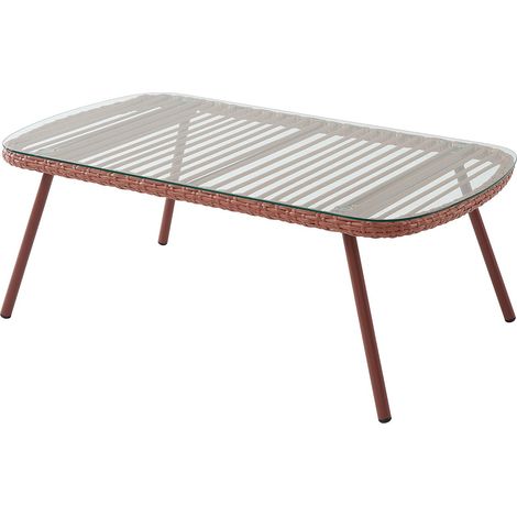 Tavolino da giardino in Resina intrecciata Terracotta - LOUSINI di MYLIA
