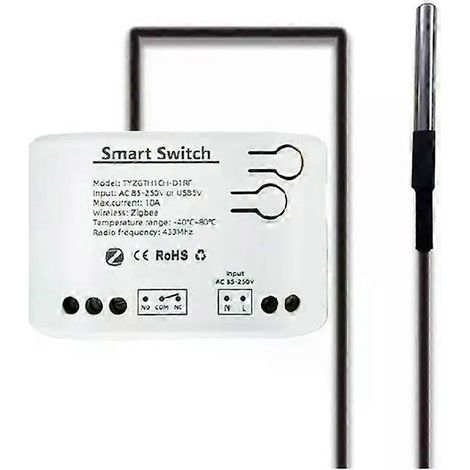 Tuya Smart Zigbee-Schalter mit Temperatursensor, passivem potentialfreiem Kontakt, Zigbee-Relais, kompatibel mit Home Assistant (1/4)