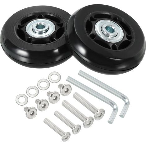 Roues De Remplacement pour Valise De 60X18Mm, Lot De 2 Roues Pivotantes en PU avec Vis Et Rondelles pour Boîte À Chariot (1/5)