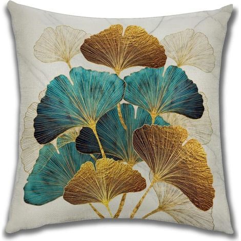Housse de coussin,Housses de coussin décoratives à motif de fleurs et de plantes pour canapé, coussins en faux lin, taies d'oreiller simples, taies d'oreiller de salon (couleur : A, taille : 45 x 45 c (1/2)