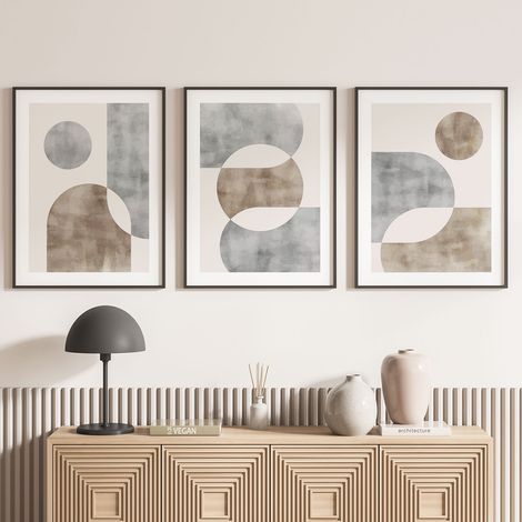Lot de 3 Affiches / Posters Triptyque - Formes géométriques - 3 Affiches - 70x100 cm (Cadres non fournis) - Photo pleine page (1/5)