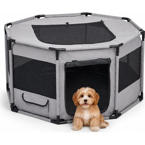 Box per cuccioli XL da interno ed esterno, in poliestere, grigio/nero (1/5)