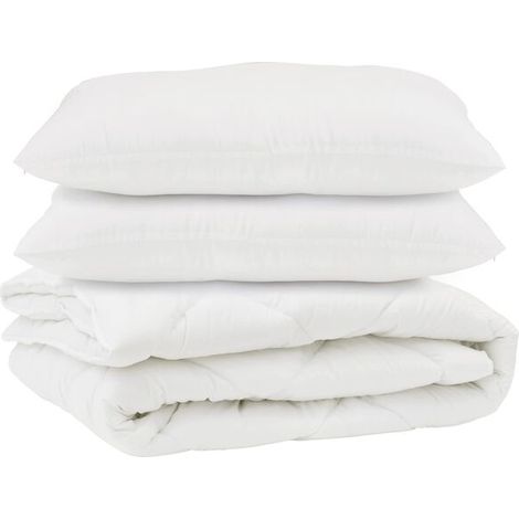 Ensemble couette et oreiller en duvet, ensemble 3 pièces, microfibre blanche. (1/5)