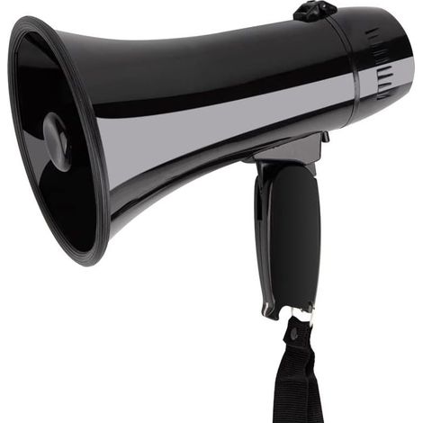 Mégaphone portable 20 W avec contrôle du volume et dragonne, noir (1/5)