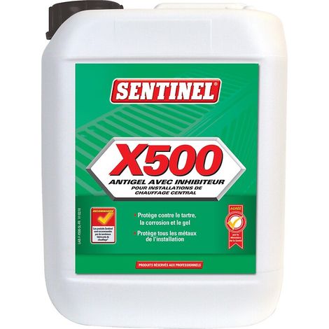 Sentinel – Antigel X500 5L – Inhibiteur de corrosion et tartre – Compatible tous radiateurs – Protection jusqu'à -58°C (1/2)