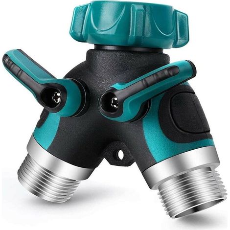 Tuyaux et accessoires›Pièces et raccords Séparateur de Tuyau d'arrosage, Adaptateur de Robinet de Tuyau de dérivation de Type Y à Double Passage, Robinet à Robinet à Haut débit avec vannes d'arrêt, co (1/4)