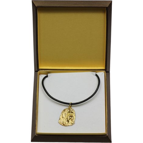 Collie barbuto, Collie delle Highlands - collana con ciondolo per cani in confezione regalo, ciondolo placcato oro per un amante dei cani, gioiello di grande effetto di Art-Dog (1/5)