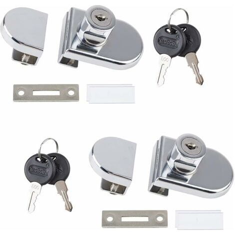 Lot de 2 verrous en alliage de zinc pour porte de placard en verre ou vitrine de 5 à 8 mm