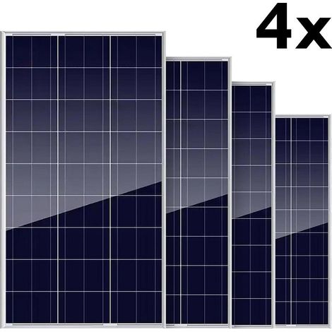 TrAdE Shop Traesio - Set 4pz Pannello Per Energia Solare Fotovoltaico Policristallino 100w 18v Batteria -