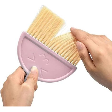 Mini Pelle à poussière avec Balai - Petit Balai et Pelle à Balais - Outils de Nettoyage à Poils Doux - pour Bureau - Rose (1/4)