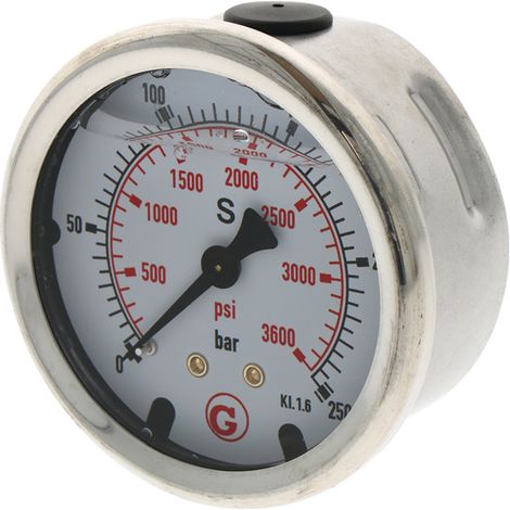 Manometro con attacco posteriore G 1/4 di pollice 250 bar 63 mm (1/3)