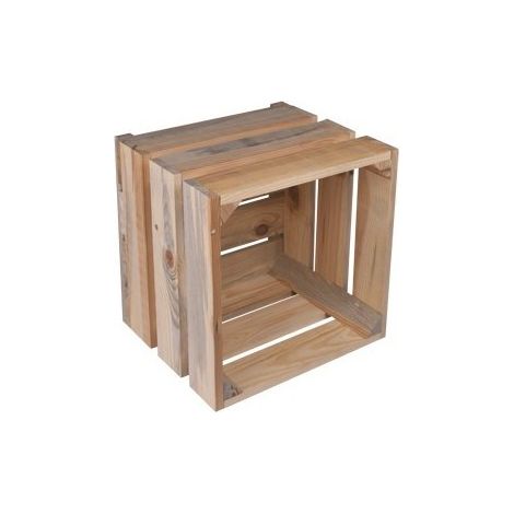 Levigne – Caisse en bois déco petit modèle brut 36 x 36 x 32 cm – Bois brut naturel – Pour étagères modulables et bibliothèque personnalisée
