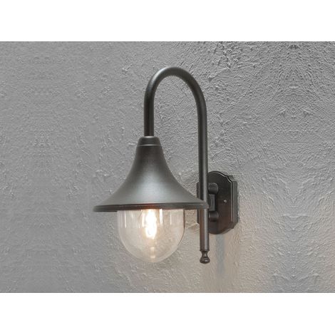 LED Außenwandleuchte im Landhausstil aus Aluminium Schwarz, Höhe 44cm (1/3)