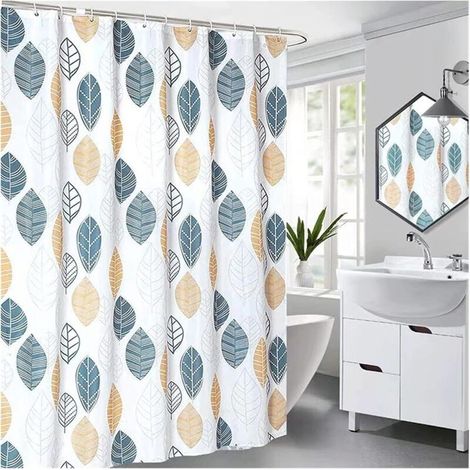 Rideau de Douche Salle de Bain étanche Polyester Rideau de Douche imprimée Salle de Bain Douche avec Crochet (Color : White, Taille : 180 200CM) (1/5)