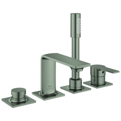 GROHE 4-Loch Einhand-Wannenkombination Allure 193161, für Fliesenbankmontage, mit Einhandmischer-Bedienelement, Umstellung Wanne/Brause, Sena Handbrause , Brauseschlauch, satin steel, 19316MS1 (1/2)