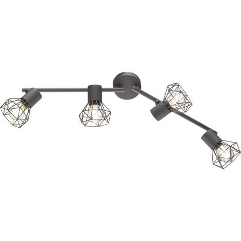 Plafonnier spot de plafond lampe de salon 4 lampes gris mobile L 60 cm (1/4)