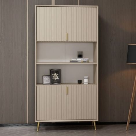 Credenza alta Kale effetto cannettato cashmere 90x35x180H – Eleganza Verticale
