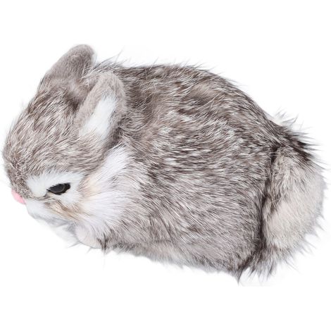 Lapin en peluche réaliste, doux et câlin, aux couleurs vives et inaltérables, idéal pour décorer une chambre d'enfant. Couleur : gris. (1/5)