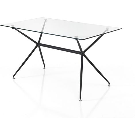 Tavolo in vetro temprato trasparente cm. H.76 x P.80 x L.140