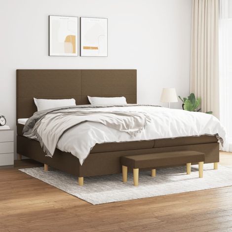 Lit à sommier tapissier avec matelas - Cadre De Lit Moderne: King Size - Lit Double - Marron foncé 200x200 cm Chic-494519 (1/5)