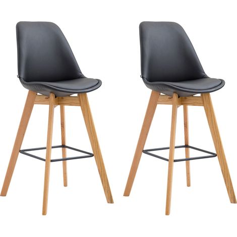 Set De 2 Taburetes Metz En Simil Cuero Negro Natural (1/5)