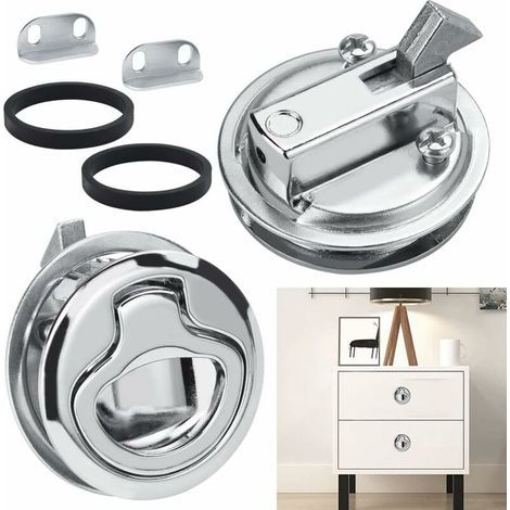 2 Pièces Loquet de Trappe Affleurant en Alliage de Zinc Loquet de Trappe Bateau Loquet de Traction pour Bateau Serrure de Loquet de Trappe Affleurante pour Meubles, Tiroirs, Armoires, Portes (1/4)
