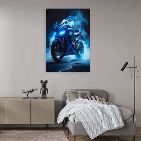 Wandbild Blauer Motorradrennfahrer 70x100 (1/4)