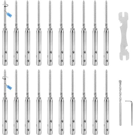 Wire Rope Tensioner for Fencing 3mm Tensioner Screw Stainless Steel Wire Rope Fixing Kit for Cable and Railing - Right (1/5)