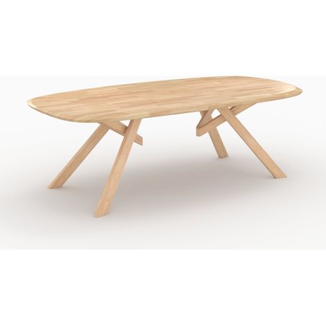 Mesa rectangular de madera maciza de hevea clara 8 personas - Merlin