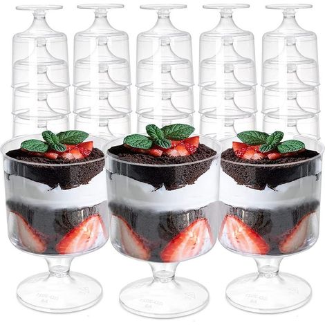 20 Pièces Coupes à Dessert en Plastique, 150ml Rondes Coupe Apéritif Parfait Clair Bol de Service Réutilisable pour Fête de Mousse Pouding (1/5)