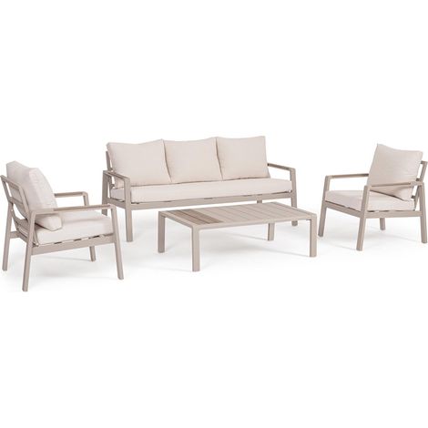 Salotto con poltrone e tavolino "Elna" struttura in alluminio per veranda e giardino -Antracite (1/4)