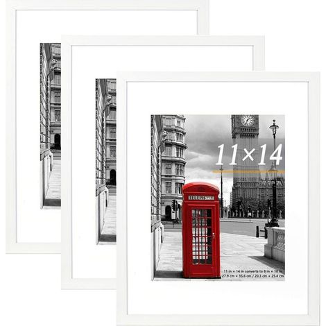 Lot de 3 cadres photo blancs 35,6 x 27,9 cm pour table et mur (1/5)