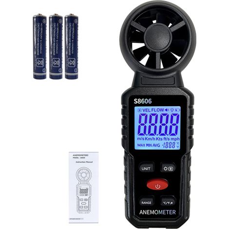 Dieses 3-in-1 digitale tragbare Anemometer misst Windgeschwindigkeit, Windstärke und Temperatur. Geeignet für Klimaanlagen, Navigation und Angeln (1/5)