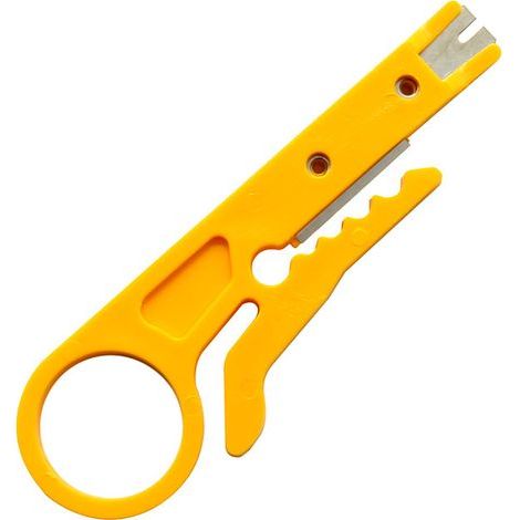 2 pelacables pequeños de color amarillo para pelar cables telefónicos, cables de red y otros cables. (1/5)