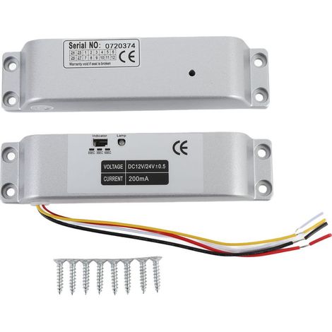 Verrou électrique DC12 24V, mode NC, serrure à mortaiser de sécurité intégrée avec temporisation pour portes en bois et en métal résistantes au feu, montage en surface. (1/5)