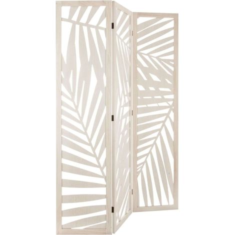 Biombo Decoración Separador Ambientes Dormitorio Salón 3 Paneles Madera Akira Color Blanco