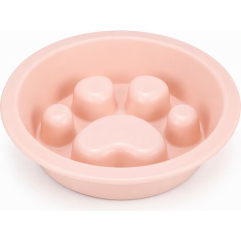 Gamelle anti-glouton en plastique rose patte de chat (1/5)