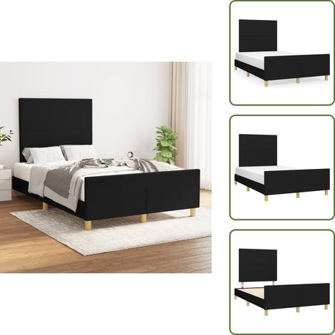 Bettgestell ohne Matratze Schwarz 120x200 cm Stoff - Bettes Gestell - Doppelbett - Boxspringbetten - Lattenrost - Schlafzimmer Möbel (1/5)